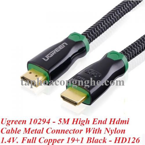 Ugreen 10294 5M màu Đen Cáp tín hiệu HDMI vỏ bọc kim loại hỗ trợ 3D 4K2K HD126 30010294